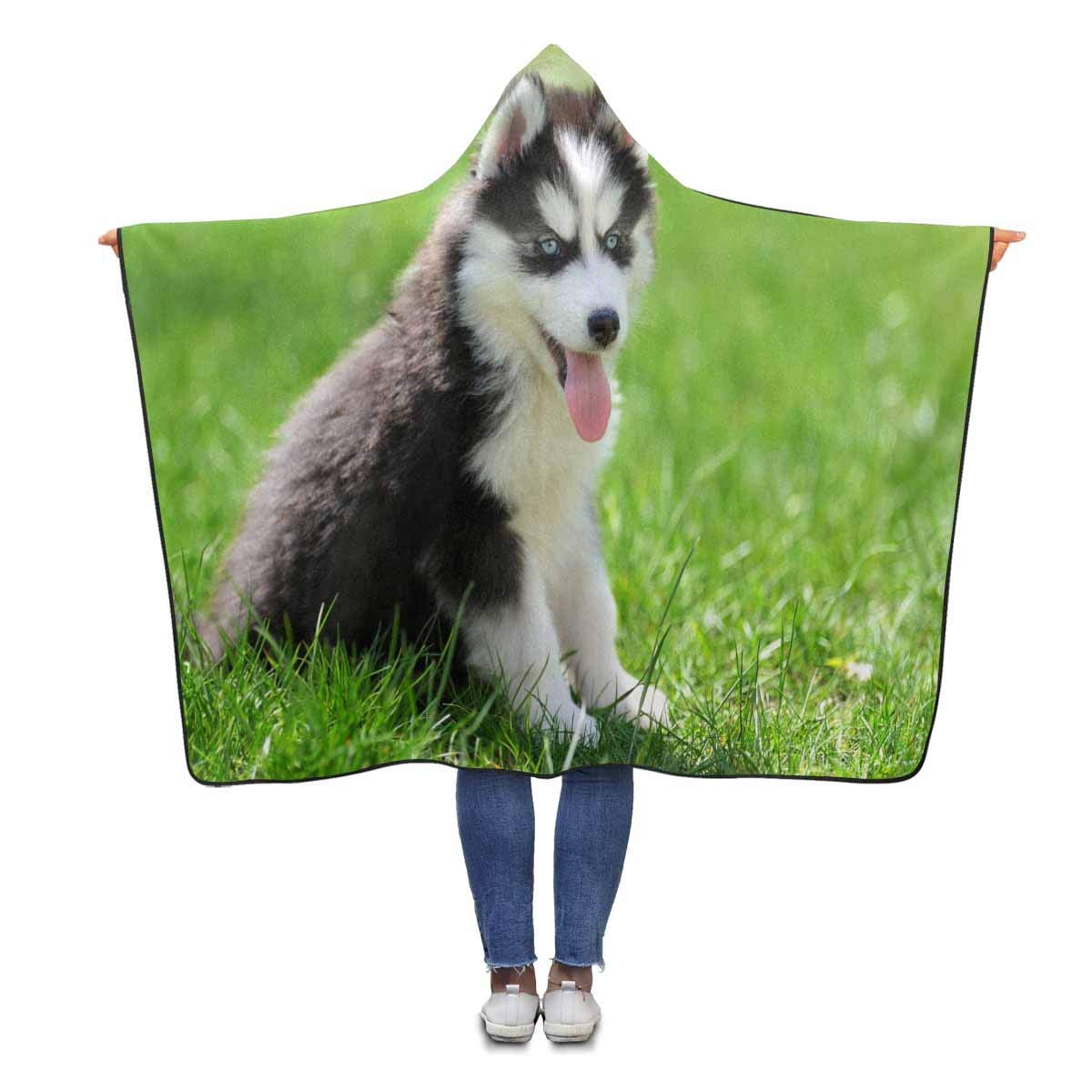 HATIART Cute Siberian Husky Puppy Wearable Hooded Blanket 56x80 inches Adults Girls Boys Throw Polar Fleece Blankets Wrap Walmart