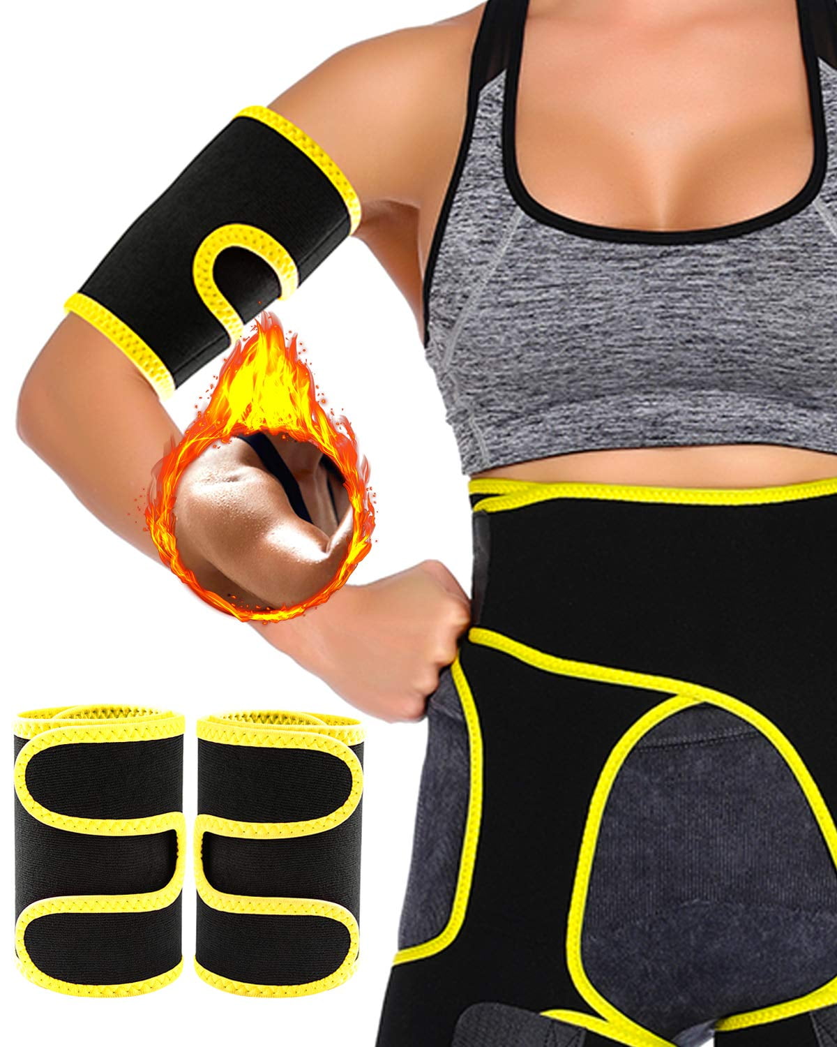 FeelinGirl Hot Sweat Arm Trimmers for Men & Women Weight Loss Slimmer Wraps Lose Arm Fat 