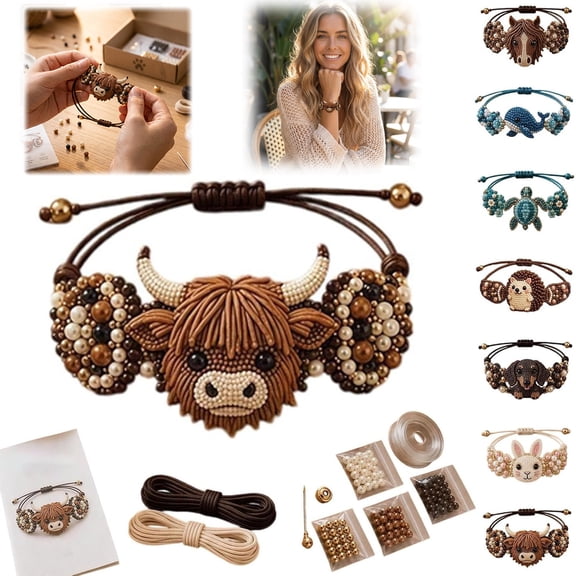 DIY Beaded Bracelet Making Kit, 3D Animal Beaded Bracelet Making Set for Beginner, Cute Animal Beadwork Jewelry Craft Kit with Full-Color Instruction Sheet, Gift for Craft Lovers, #Rabbit