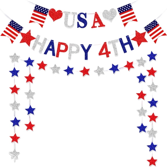 Tumao 4th of July Garland Patriotic Hanging Banner Patriotic Decorations American Flag Party Decor for Independence Day Memorial Day and Veterans Day Decorations