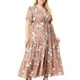 thumbnail image 4 of Vestido Corto de Verano con Cuello en V de Manga Corta Impreso, Vestido de Moda Casual para Mujeres, 4 of 5