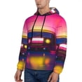 thumbnail image 3 of Balery Neon Cassette Tape Pattern Mens Hoodie Kangaroo Pocket Hoodie Pullover Hooded Sweatshirt Ideal for Daily Wear Travel and Home-Small, 3 of 7