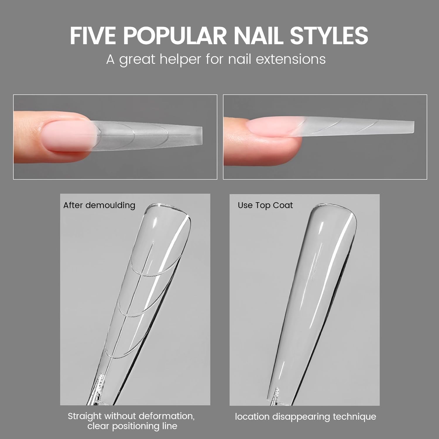 YOKEFELLOW Original Sandwich Nails Dual Forms W558 Short Oval Almond 240Pcs Nail Mold for Quick Nails Extension, No Paper Forms Needed, 15 Sizes Plastic Form, Salon Nail Art Tools