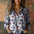 thumbnail image 3 of Womens Tops Fashion Print Long Sleeve Cotton Button Blouse Spring Summer Shirts for Women Blue 3Xl, 3 of 3