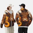 thumbnail image 4 of Balery Countryside Sunflower Cow Sudadera ligera de manga larga con capucha y protección solar UPF 50+ para hombre y mujer, ideal para pesca y running-3X-Large, 4 of 7
