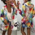 thumbnail image 2 of Moda Multicolor Stampa manica lunga donna con cappuccio con cappuccio Parka Jacket Coat Outwear Overcoat 2Colors, 2 of 4