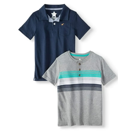 Boys Golf Shirt Top - Polo Shirt & Henley Shirt, 2-Piece Multi-Pack (Little Boys & Big Boys)