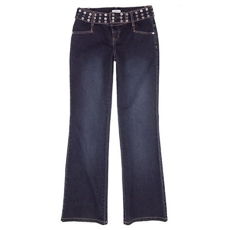 No Boundaries - Juniors Riveting Belted Stretch Jean