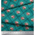 thumbnail image 2 of Soimoi Velvet Fabric Check,Leaves & Rose Floral Print Fabric by the Yard 58 Inch Wide, 2 of 3