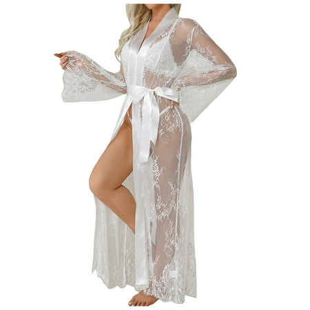 Yuhangmm Sexy Lace Pajamas See Through Pajamas Home Service Role Playing Lingerie for Women Large