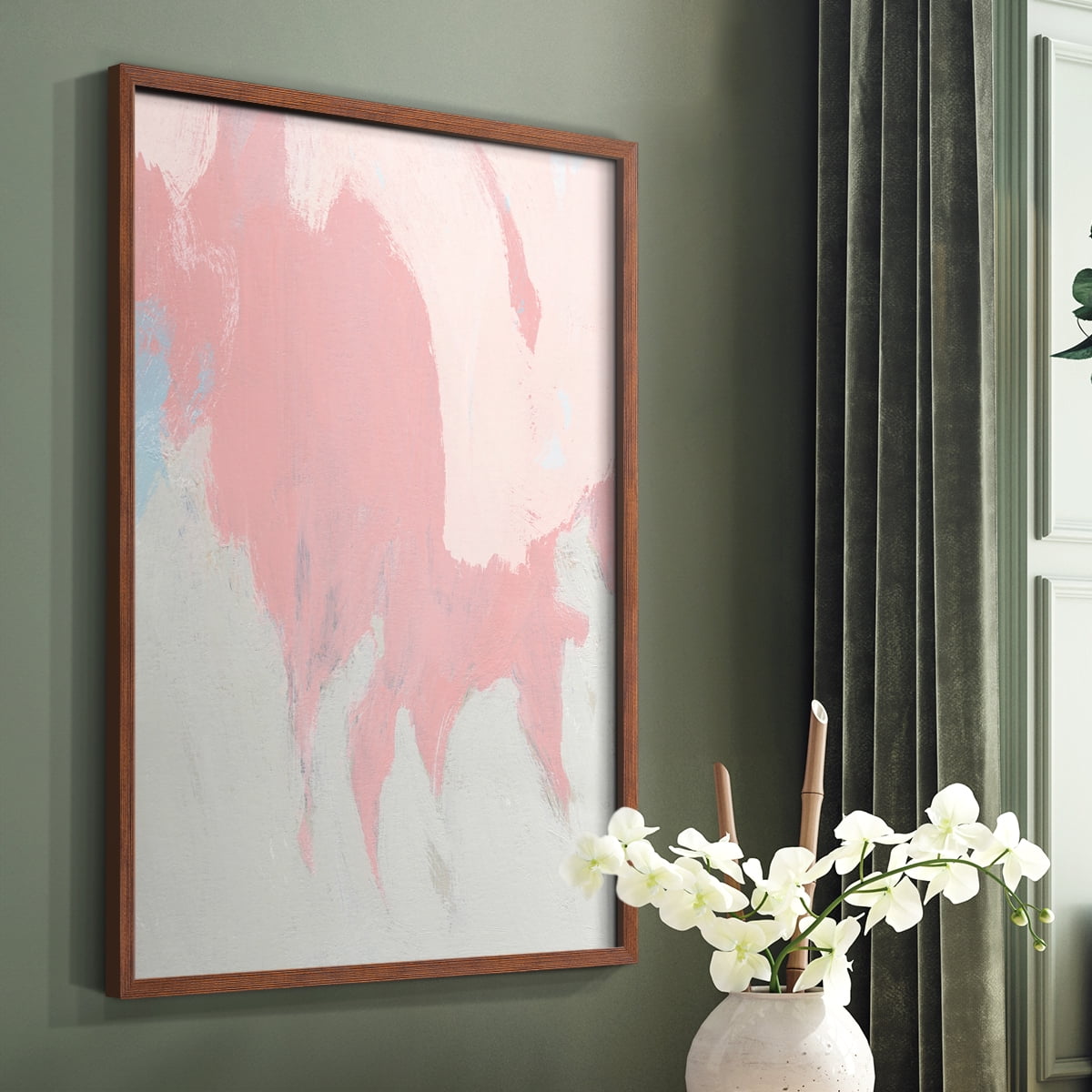 Blushing Abstract II Framed Print in Brown Solid Wood Framed Print No Nail Hanging