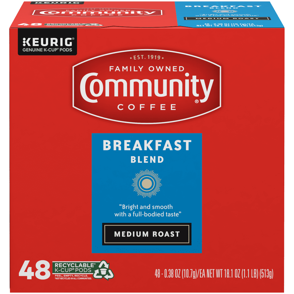 Community Coffee Breakfast Blend Medium Roast Single Serve Keurig K-Cup Pods 48 ct Box