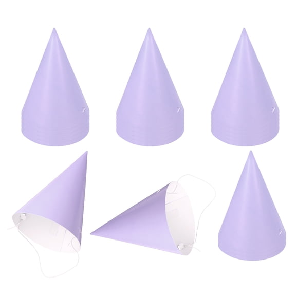 Uxcell 20Pcs Mini Birthday Party Hats, Colorful Paper Party Hat, Adjustable Cone Caps Birthday Decorations for Stuffed Animals Adults Parties Supplies Wedding Celebration, Light Purple