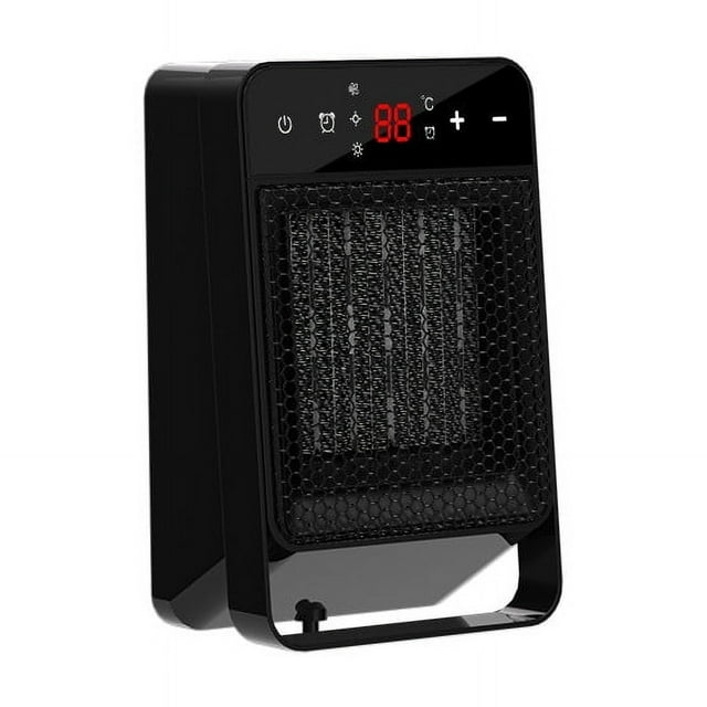 Calefactor portátil de 1800 W con control remoto y pantalla LED | Termostato y temporizador ajustables | Calefactor compacto enchufable para casa, oficina, caravana o baño