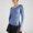 Blue, variant on Summer Tops for Women U Neck Solid Color Tight Long Sleeved Shirt Casual Basic 2026 Trendy Tees
