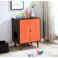 thumbnail image 3 of Penn-Plax Cat Walk Furniture: Contemporary Home Cat Litter Hide-Away Cabinet – Espresso with Orange Doors, 3 of 7