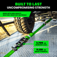 thumbnail image 2 of Rhino USA Car Tie Down Straps for Trailers w/ J Hooks - 2" x 8' (10,000lb Break Strength) 4pc Green, 2 of 7