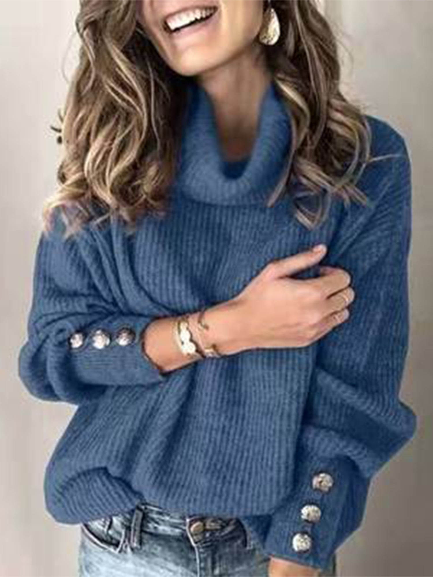 Hauts en Tricot Ample pour Femmes Grande Taille, Col Bénitier, Manches Longues