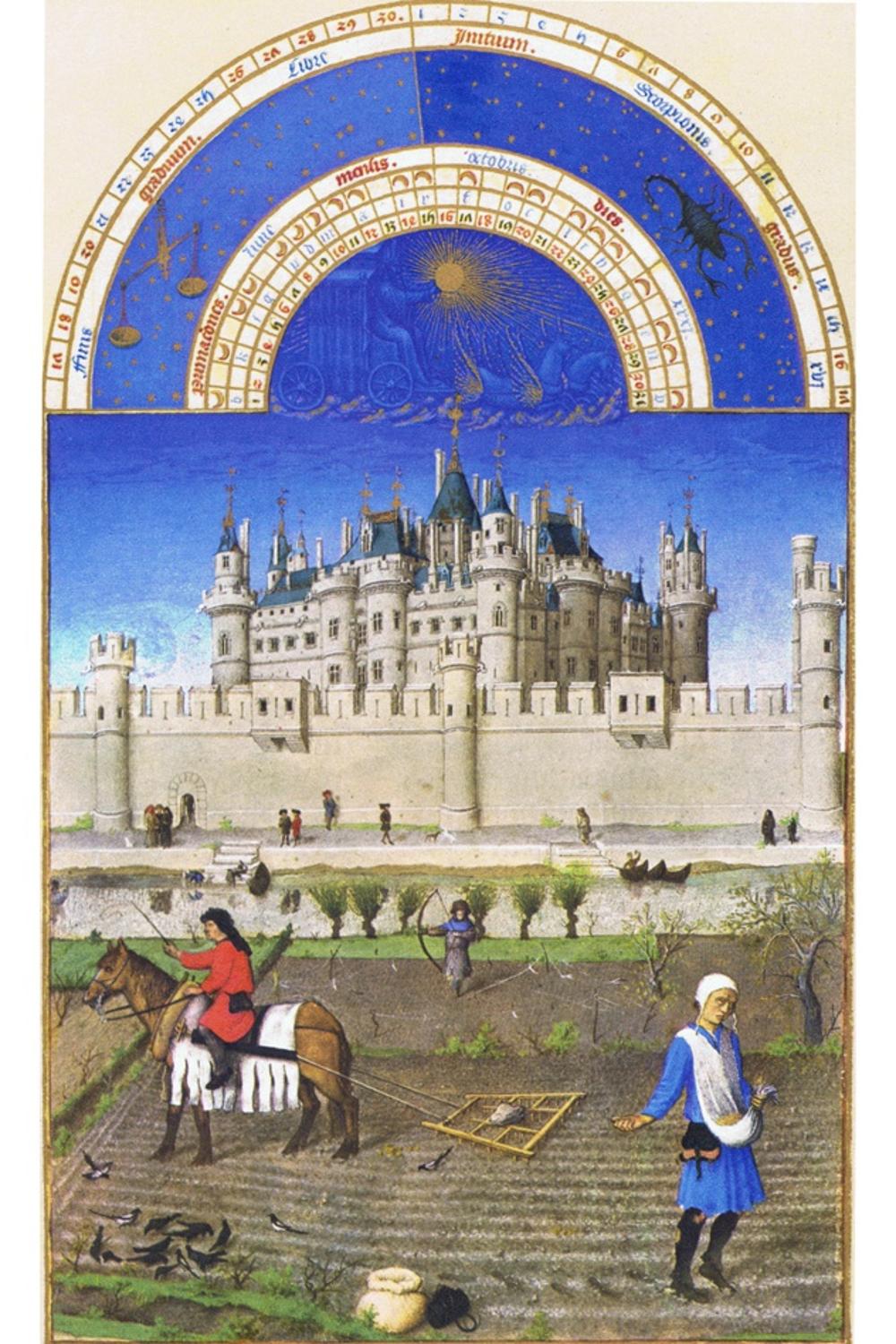 Art.com Le Tres Riches Heures Du Duc De Berry - October Art Print by Paul Herman & Jean Limbourg, 24" x 36"