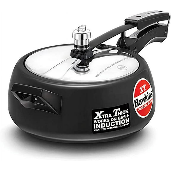 Hawkins Contura Black XT 3.5 Litre Pressure Cooker, Hard Anodised Cooker, Induction Cooker, Handi Cooker, Black (CXT35)