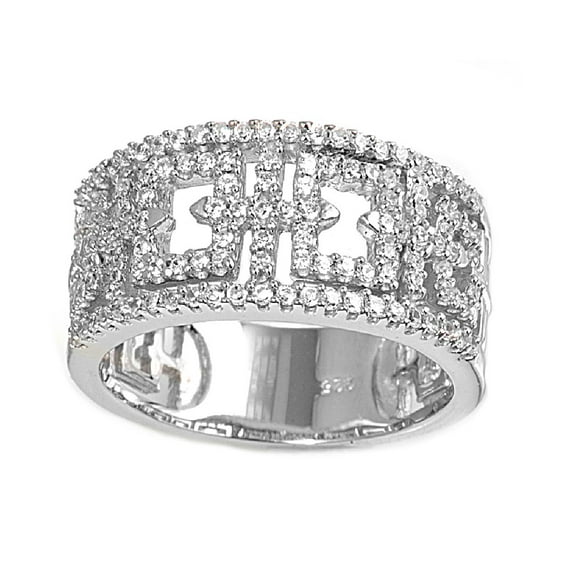 Cross Cubic Zirconia Ring Sterling Silver 925 Size 6