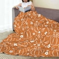 thumbnail image 6 of Honeii Hand-drawn Pumpkin with Flowers Print Fleece Blanket - Throw Blanket for Bed, Sofa, Couch, Camping, and Travel , Microplush Ultra Soft Warm Blanket-50"x40", 6 of 7