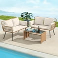 thumbnail image 3 of DRAZUNO Patio Wicker Loveseat Furniture w/Seat Back Cushions, Heavy-Duty Metal Legs, 3 of 8
