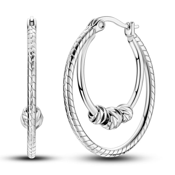 NARMO Original Snake Bone Circle 925 Sterling Silver Large Hoop Earrings Women Jewelry