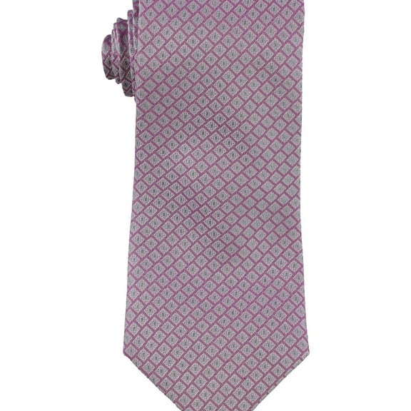 Michael Kors Mens Square Print Self-tied Necktie, Pink, One Size