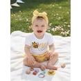 thumbnail image 5 of BemeyourBBs Baby Girl First Birthday Bee Ladybug Outfit One Years Old 1st Birthday Clothes Puff Short Sleeve Romper Plaid Ruffled Shorts and Headband 3 Pcs Set, 5 of 9