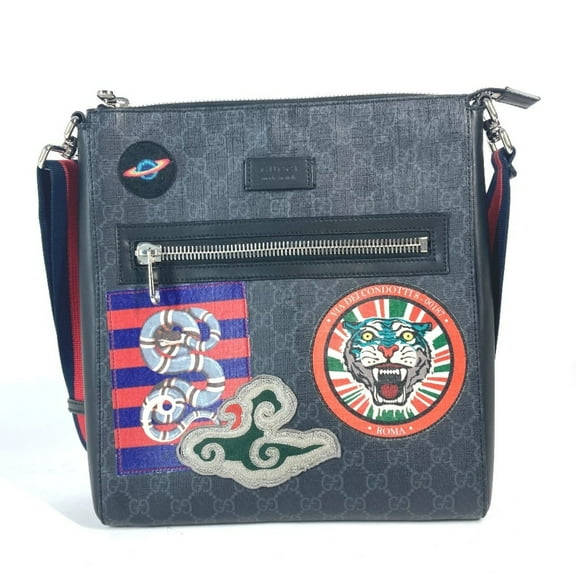 Pre-Owned GUCCI 474137 GG Tiger Patch Courier Crossbody Bag Messenger Shoulder... (Good)