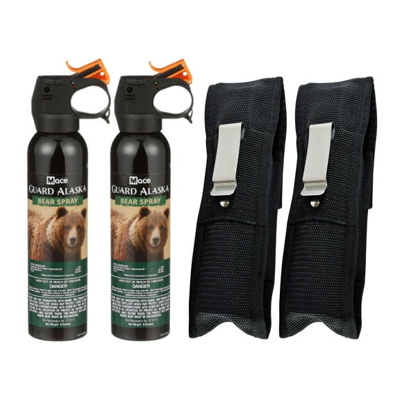2-PACK Guard Alaska Bear Spray and Pepper Defense Belt Clip Holster - 9 oz. Maximum Strength Pepper Spray for Hiking, Camping, Outdoors, Self Defense