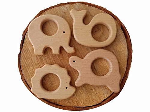 Natural Organic Wooden Teether Baby Teething Toys For Nursing Necklace Pendant 