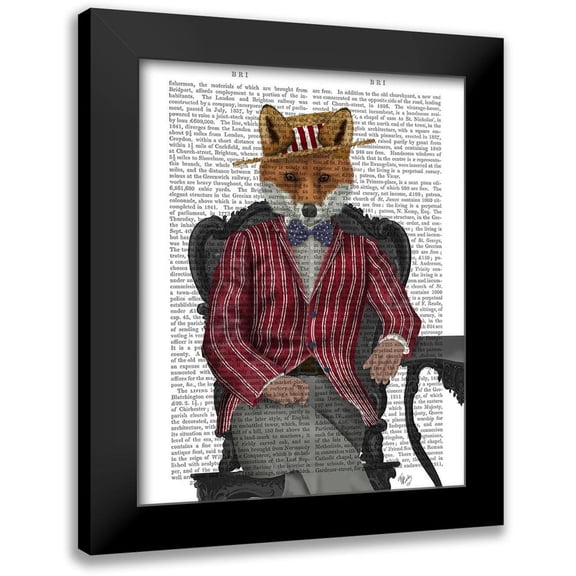 Fab Funky 12x14 Black Modern Framed Museum Art Print Titled - Fox 1920s Gentleman