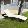 thumbnail image 4 of Gymax Foldable Patio Rattan Chaise Lounge Chair w/5 Back Positions White Cushion, 4 of 10