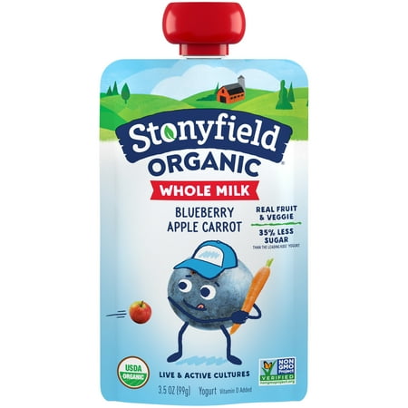 Stonyfield® Organic Blueberry Apple Carrot Whole Milk Yogurt 3.5 oz. Pouch