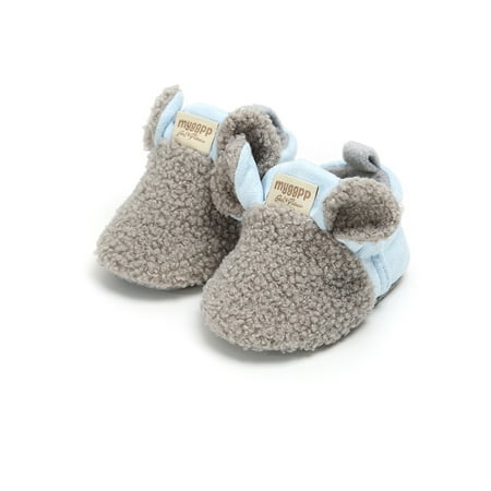 

Liangchengmei Newborn Baby Boys Girls Cozy Fleece Booties with Grippers Stay On Slipper Socks Infant Crib Winter Shoes for Boys Girls