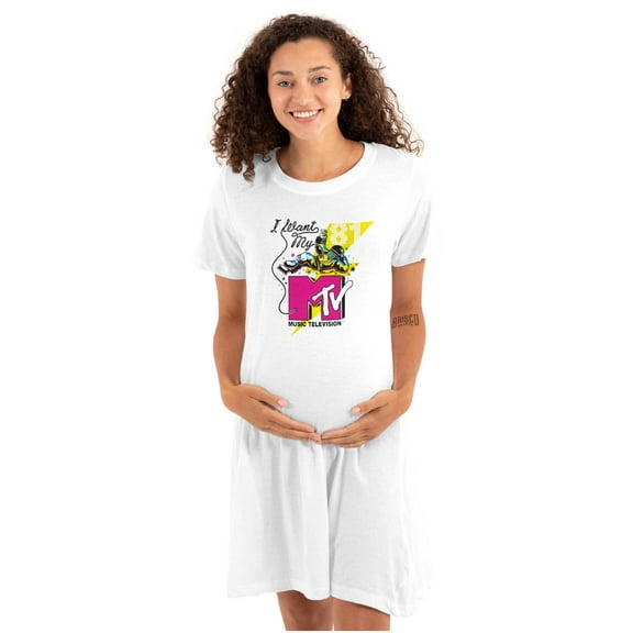 Retro I Want My MTV Logo Moon Man Women's Maternity Dress Brisco Brands M