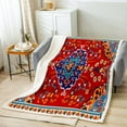 thumbnail image 2 of Vintage Sherpa Blanket Persian Blanket, Blue Oriental Medallion Throw Blanket for Chair Boho Turkish Fleece Blanket 40x50 Size, Himalayas Bohemian Plush Blanket Microfiber Cozy Red Decoratives, 2 of 6