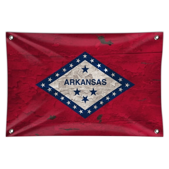 Rustic Arkansas State Flag Distressed USA Home Business Office Sign
