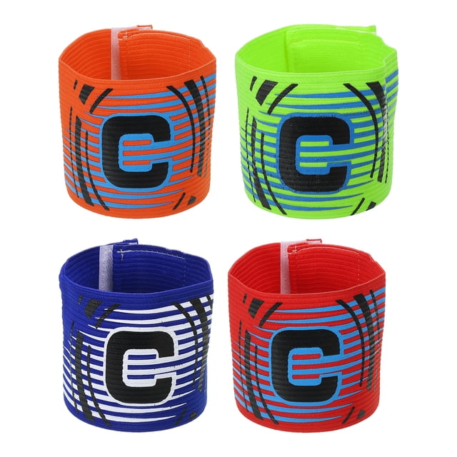 Unique Bargains Captain Armband Adjustable Elastic Soccer Captain's Arm Band, 4 Colors, 4 Pack