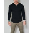 thumbnail image 2 of SANOPY Mens Henley Shirts Long Sleeve Fashion Tee Shirts Slim Fit 4 Buttons T-Shirts Casual Basic Pullover Top, 2 of 5