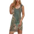 thumbnail image 2 of Ovzne Robes pour Femmes 2025 Robe de Plage Printemps et Été Vacances Bouton Col en V Robe à Bretelles Grande Taille Robe Imprimée Liquidation, 2 of 7