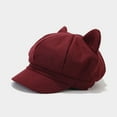 thumbnail image 3 of Cute Cat Ears Hat Classic Beret for Women - Solid Color, Elastic Band, Vintage Painter Cap - One Size, 3 of 3