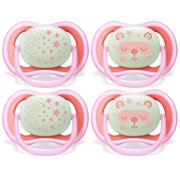 Philips Avent Ultra Air Nighttime Pacifier, 6-18 Months, Pink, 4 Pack, SCF376/44