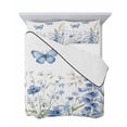 thumbnail image 7 of Blue Spring Floral Full Size Down Alternative Comforter, Lightweight Comforter Quilt Bedding Set with Pillow Shams Butterfly Summer Botanical Elegant All Seasons Bed Comforter Duvet Insert 78"x90", 7 of 7