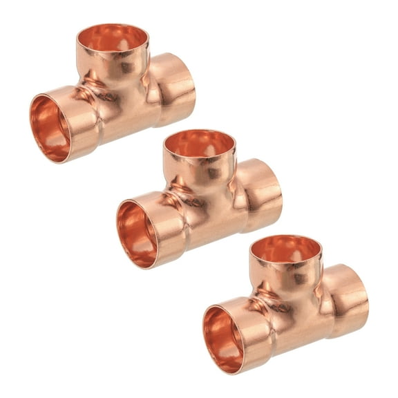 1-inch x 1-inch x 1-inch Copper Reducing Tee Copper Pressure Pipe Fitting Connector 3Pack