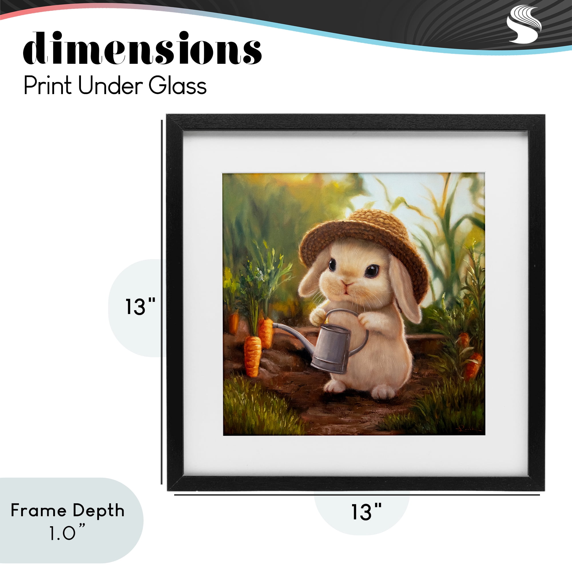 Stupell Industries Bunny with Carrot Garden Black Framed Print Under Glass, design by Lucia Heffernan