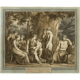 thumbnail image 2 of Bartolomeo Pinelli 17x15 Black Ornate Wood Framed Double Matted Museum Art Print Titled - Calypso Watches Telemachus with Cupid on His Knee, While Mentor Watches in Anger, from the Adve, 2 of 5