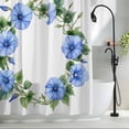 thumbnail image 2 of Blue Flower Wreath Fabric Shower Curtain Spring Pastoral Washable Shower Curtains for Bathroom, Waterproof Bath Curtain with Hooks Home Decor 72x84in, 2 of 8